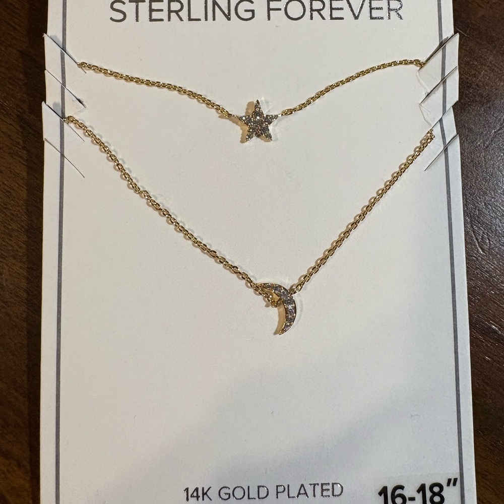 Gold Star and Moon Necklace Set